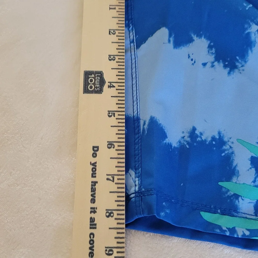 Hurley Board‎ Shorts Mens 34 Blue Tie Dye Tropical Palm Leaf Swim Trunks Surf